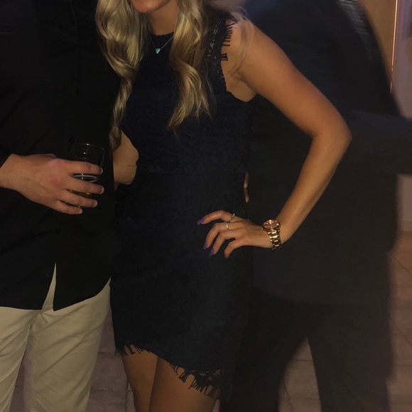 Navy Blue Lace Dress - Picture 2 of 5